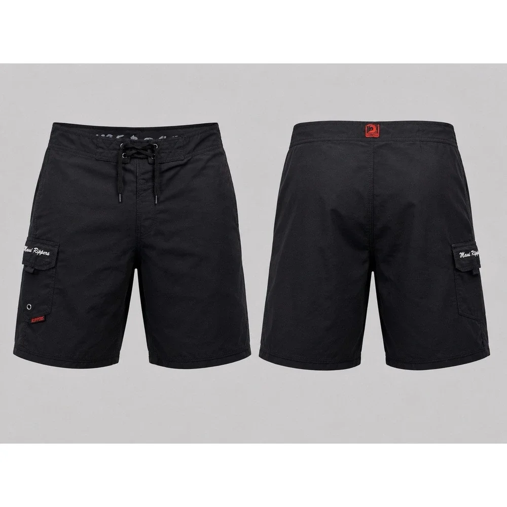 Maui Rippers Board Shorts Trunks WOMENS 12 Cargo Pocket Draw String  BLACK